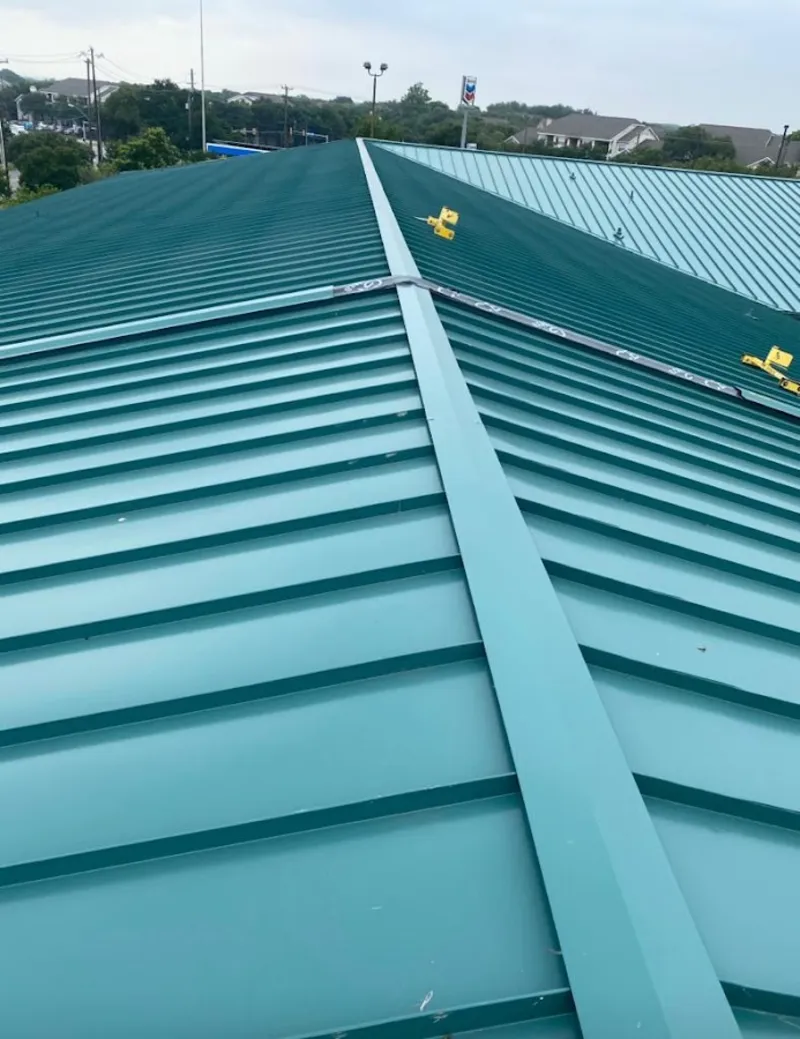 Green commercial metal roof ridge and valley for Metal Roof Repair in Doraville
